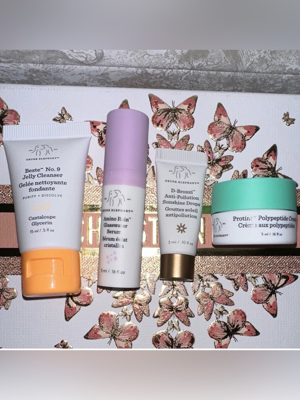 Drunk Elephant 7 pcs Travel Set: Beste No.9 Cleanser, Serum, Protini, D-Bronzi